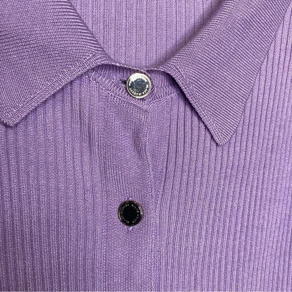 WHBM Button Down Collar Ribbed Blouse Size L - Picture 3 of 6